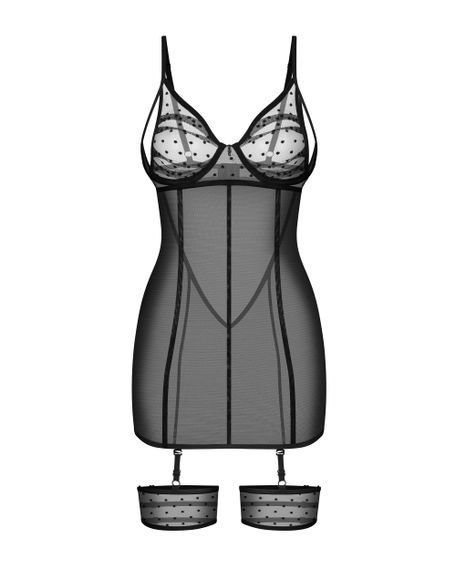 Сорочка Obsessive Nuites chemise Черный L/XL | Зображення 8
