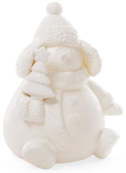 Декоративна керамічна статуетка "Сніговик" 18см з LED-підсвіткою КОПІЯ