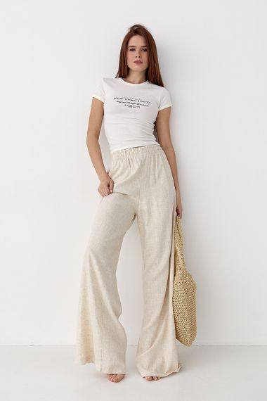 Приталена футболка з принтом - молочний цвет, S (є розміри) | Зображення 2