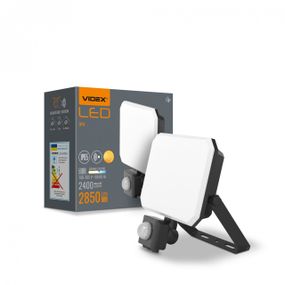 LED прожектор VIDEX F3 30W 5000K з датчиком руху 220V Black (VLE-F3-0305B-S)