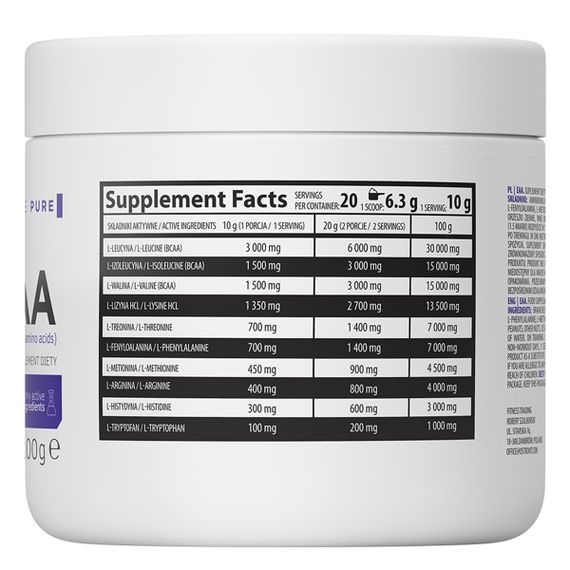Аминокомплекс для спорта OstroVit EAA 200 g /20 servings/ Pure | Зображення 1