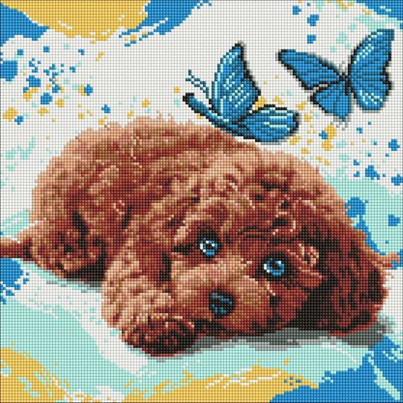 Алмазная мозаика "Милый пудель" ©art_selena_ua AMO8337, 40х40 см