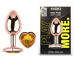 Анальна пробка з кристалом EGZO - Rose Gold Heart Plug Yellow size M Sex Aura