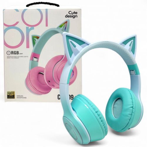 Наушники накладные "Cute Cat" бирюзовый