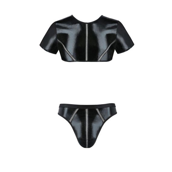Комплект чоловічої білизни під латекс Passion Set Peter L/XL, чорний, кроп-топ, стринги | Зображення 4