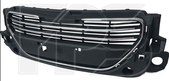 Решетка радиатора черная (c хром молдингом) Peugeot 301 '13-17 (FPS)