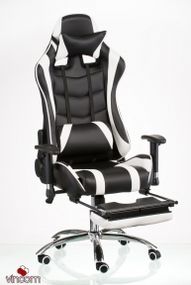 Кресло геймерское Special4You ExtremeRace blackwhite with footrest