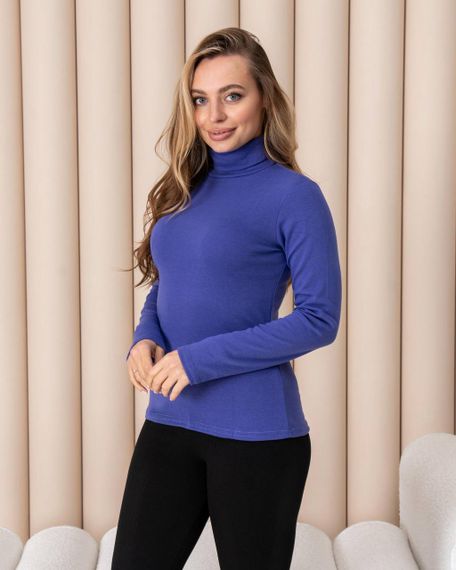 Женская теплая водолазка-гольф полушерсть на термо флисе цвет фиолетовый  размер 46/48 DM09.09