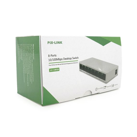 Коммутатор PIX-LINK LV-SW08 8 портов Ethernet 10/100 Мбит/с,BOX Q100 | Зображення 1