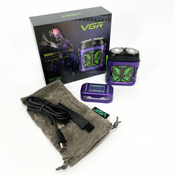 Портативна чоловіча бритва на акумуляторі VGR V-344, Чоловіча вологостійка електробритва UX-24 | Зображення 6