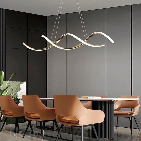 Люстра світлодіодна підвісна LED світильник для квартири на стелю лед 26970 Золото 25-100х14х103 см. | Зображення 7