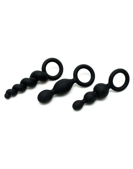 Набор анальных игрушек Satisfyer Plugs black (set of 3) - Booty Call, макс. диаметр 3 см | Зображення 1
