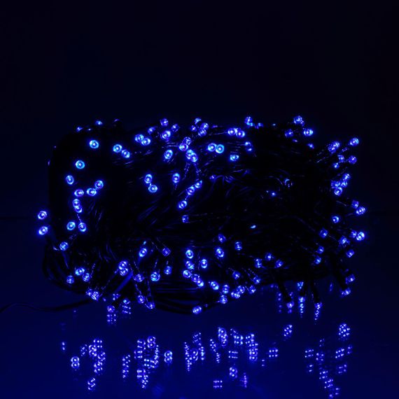 Новогодняя гирлянда уличная 100 м 1000 LED с солнечной батареей 8 режимов работы черный провод Синий SB1000L100MBBL | Зображення 1