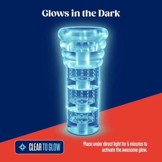 Мастурбатор Blush Rize – Luz Glow in the Dark Masturbator – Clear, всмоктування, світиться в темряві | Зображення 3
