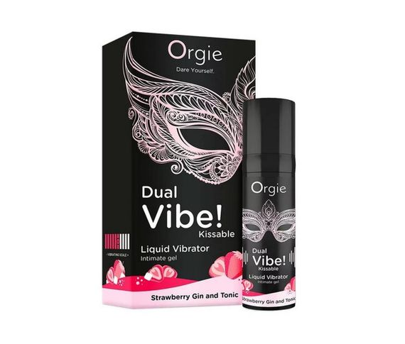 Рідкий вібратор Orgie DUAL VIBE! коктейль Джин-тонік полуниця, 15 мл sexstyle