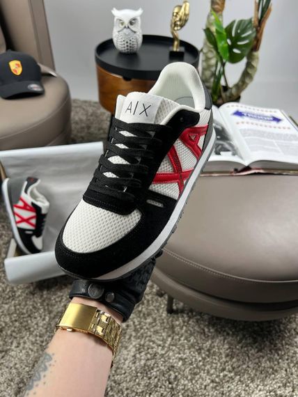 Мужские кроссовки  Armani Exchange Black White Red весна / лето / осень A4139 42 26 | Зображення 8