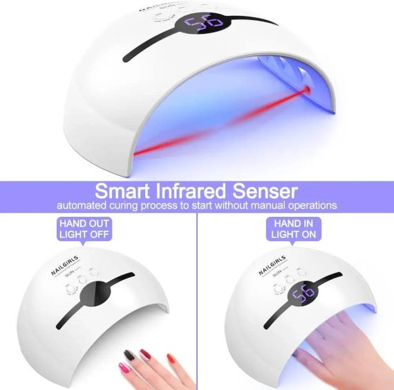 Портативна УФ-світлодіодна лампа для гелевих нігтів NAILGIRLS 48 Вт | Зображення 1