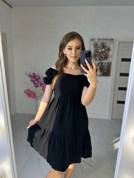 Жіноча сукня вільного крою колір чорний р.50/52 437703 | Зображення 1