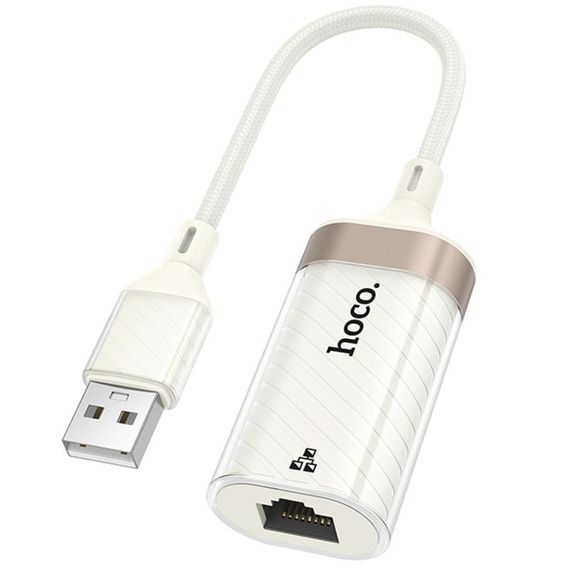 Перехідник Hoco UA41 Crystal USB to RJ45 100 Mbs (0.15m) Apricot