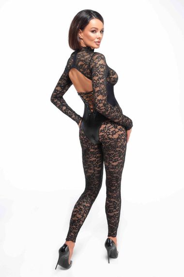 Комбінезон Noir Handmade F299 Enigma lace catsuit with underbust bodice Чорний XL | Зображення 2