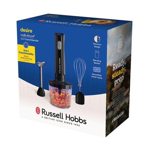 Блендер Russell Hobbs заглибний Desire Matte Charcoal, 500Вт, чаша-500мл, вінчик, міні-подріб., чорний (27141-56) | Зображення 8