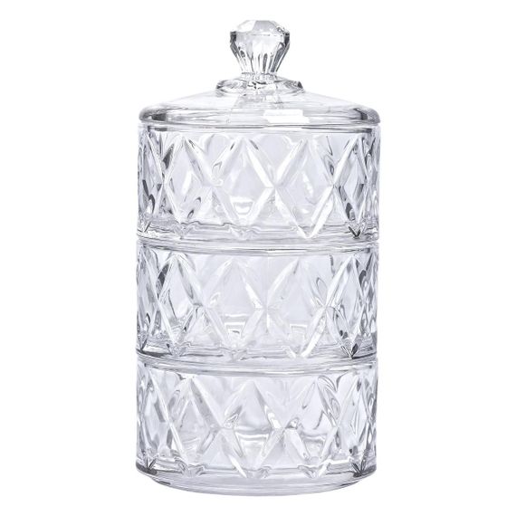 Цукерниця триярусна скляна з кришкою Ø 10.5 см | Зображення 1