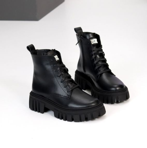 Чорні зимові черевики берці натуральна шкіра | Зображення 4