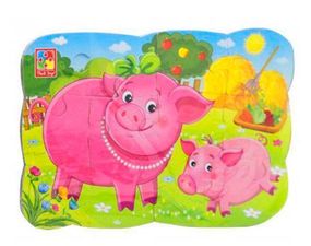 Детские пазлы на магните "Свинья и поросенок" А5 VT3205-77, 12 элементов