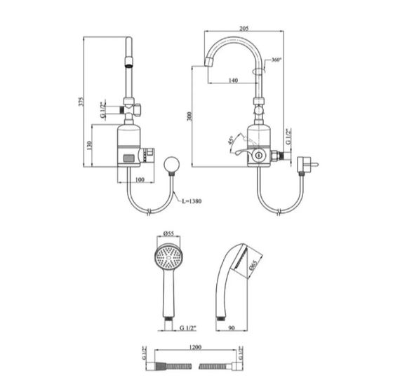 Проточний водонагрівач WEZER SDR-В05WST | Зображення 1