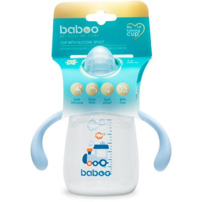 Поильник-непроливайка Baboo с силиконовым носиком, 260 мл, 6+ мес (Transporti / голубая) (8-121) | Зображення 4