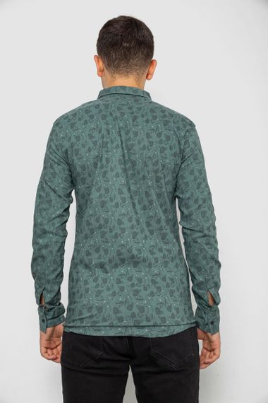 Рубашка мужская с принтом, цвет оливковый, 214R1029 | Зображення 3