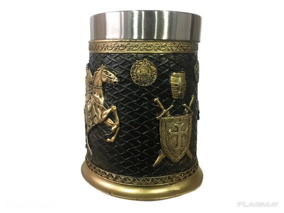Кружка Чашка 3D Skull Mug Череп Пивная кружка Рыцарь на коне 3D Рыцарь Крестоносец | Зображення 6