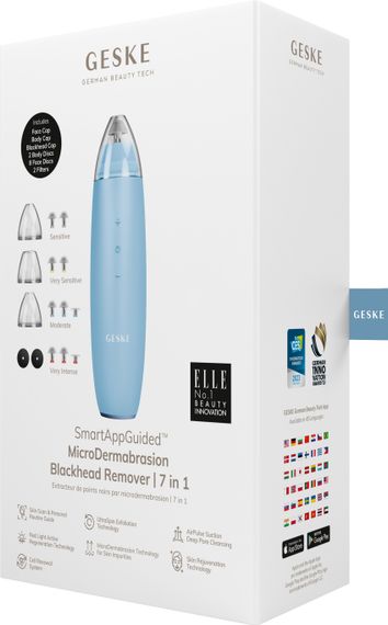 Микродермабразийное устройство для удаления черных точек GESKE MicroDermabrasion Blackhead Remover 7в1 starlight, Голубой | Зображення 7