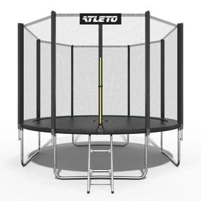 Батут дитячий Atleto 374 см із захисною сіткою і драбиною для дому та дачі чорний 42400459