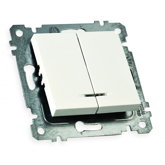 Механізм вимикача 2 кл, 10 А, зі світловим індикатором, RITA, Mutlusan, білий, (арт.47-00-61)