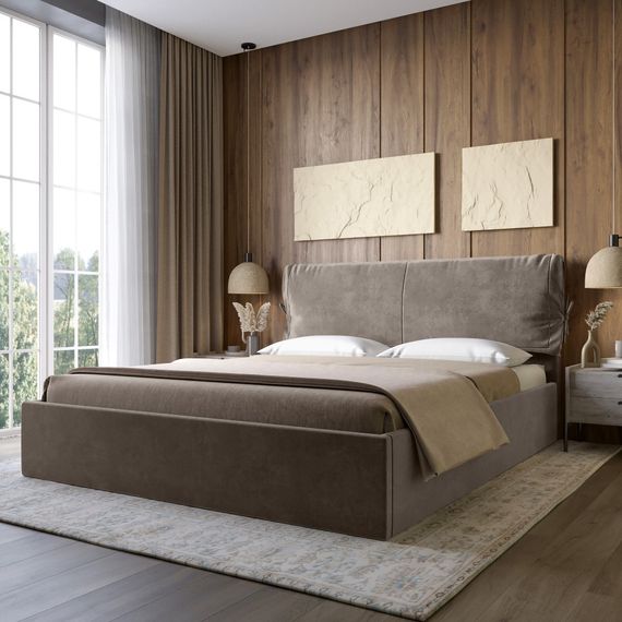 Двоспальне ліжко з м`яким узголів`ям LION Порто Парадіз 12 160х200 см (LION-041736)