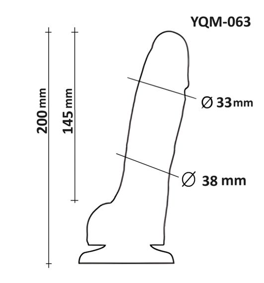Фалоімітатор з мошонкою на присосці OYO YQM-063 (довжина 20 см, діаметр 3.8 см) Sex Aura | Зображення 5