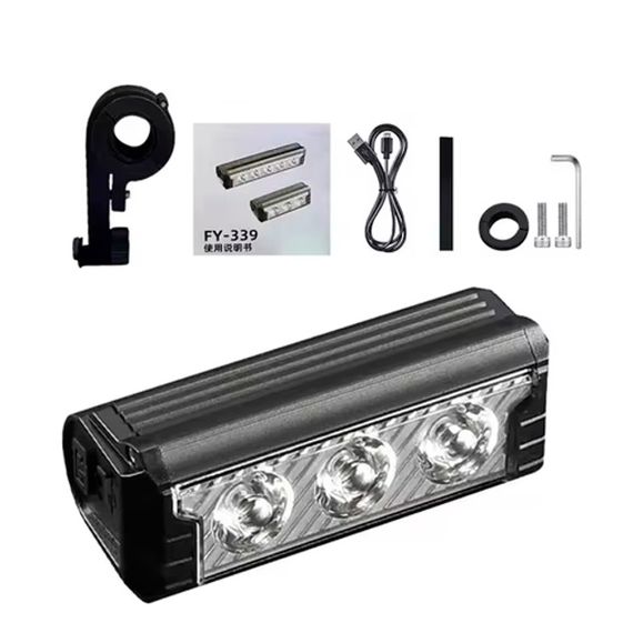 Мощные велосипедные фары FY-339B-3LED(white+yellow), Велосипедный свет на руль, Велофонарь передний PL-90 | Зображення 1