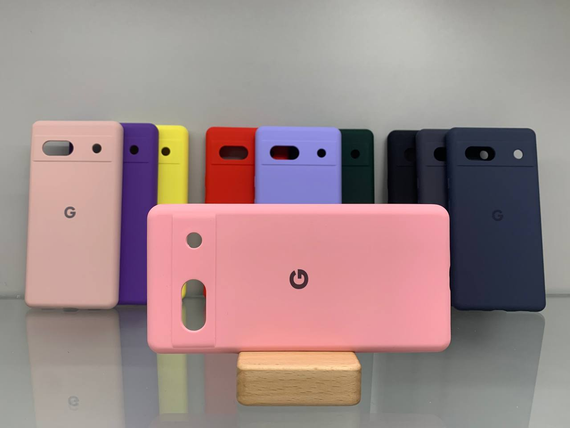 Google Pixel 7A Протиударний чохол з логотипом софт тач рожевий