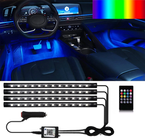 Автомобильная светодиодная ЛЕД подсветка RGB в салон автомобиля, управление пультом