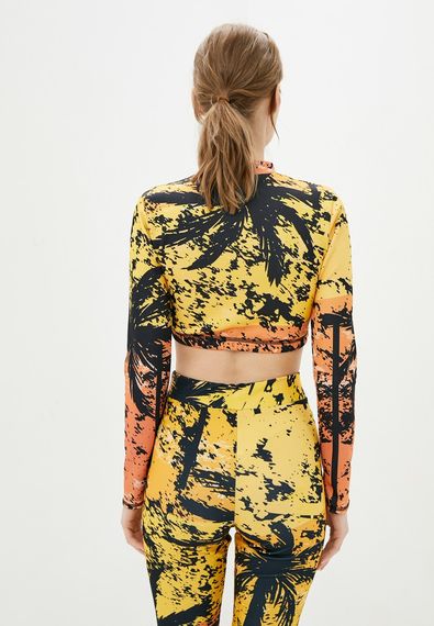 Спортивні легінси 4Profi з принтом  "Тропік" жовто-гарячий розмір S дайвінг 16053 | Зображення 5