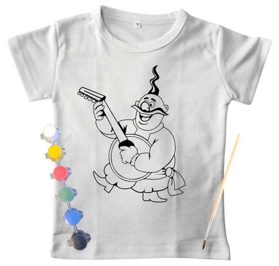 Детский набор для творчества футболка раскраска Казак белая (ДФ0009) 146