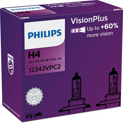 12342VPC2 (PHILIPS) H4 VisionPlus (+60%) 2pc.