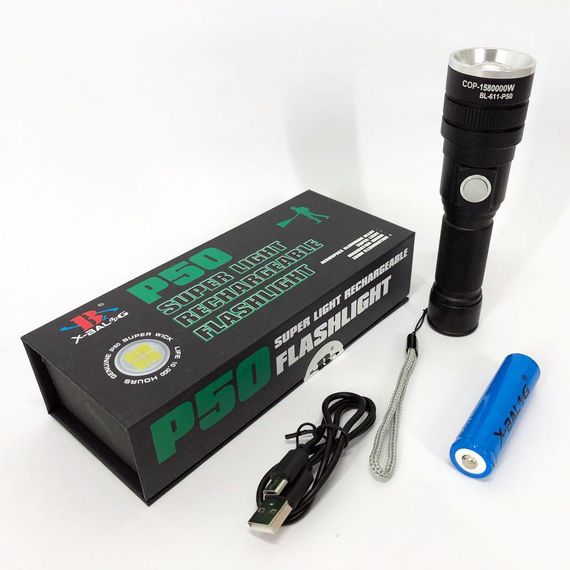 Фонарь лед тактический BL-611-P50, Фонарик военный, Фонарь ручной металлический, Ручной фонарик cob NX-15 | Зображення 1