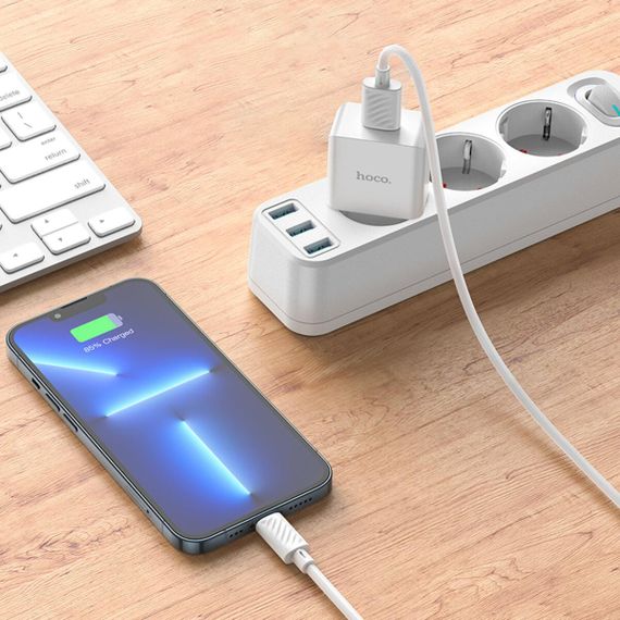 Мережевий зарядний пристрій HOCO C106A Leisure single port charger set(iP) 10.5W White | Зображення 6
