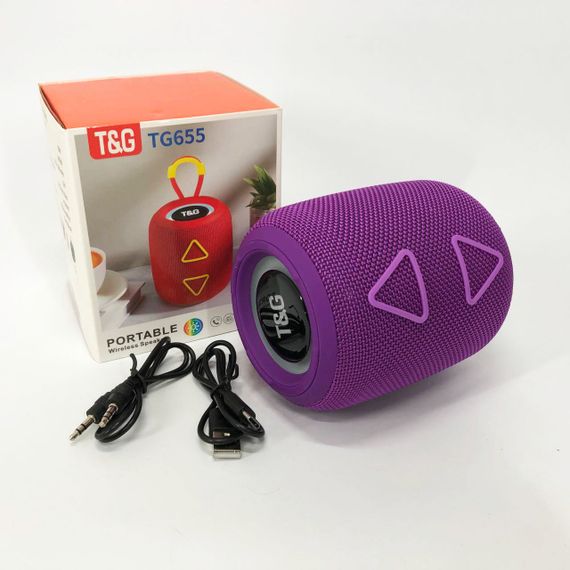Портативна колонка TG655 5W з RGB підсвічуванням та ремінцем, Акумуляторна для музики. Колір: фіолетовий | Зображення 3