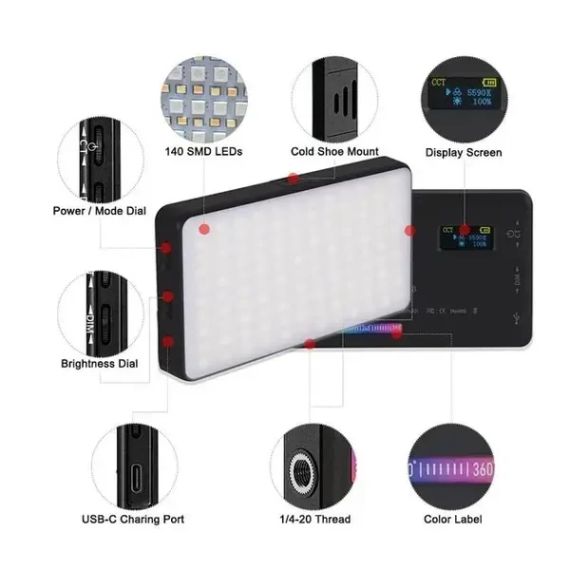 Лампа LED для студійного освітлення та фотосесій 20 режимів W140 40Вт