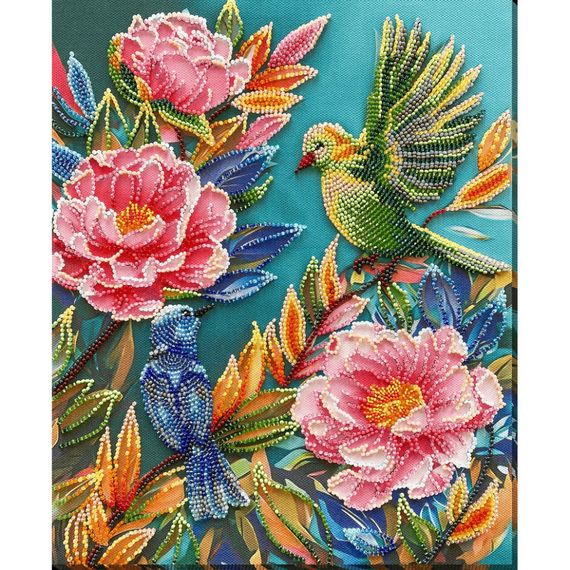 Набор для вышивания бисером "Весенний переполох" AB-924 на натуральном холсте