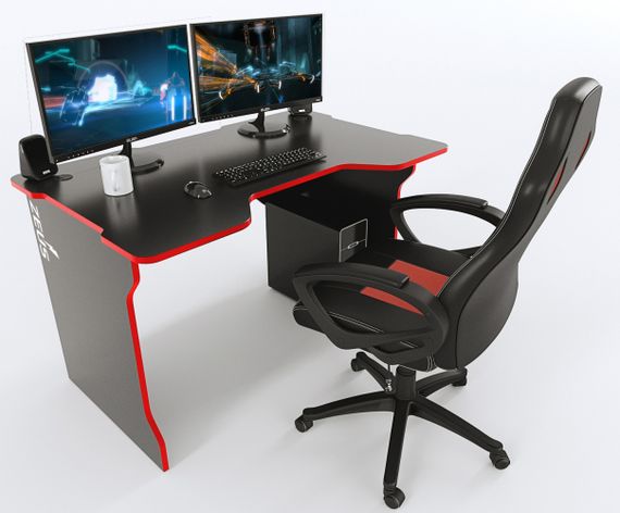 Стол компьютерный ZEUS TRON Stalker черныйкрасный Стол ZEUS TRON Stalker черныйкрасный | Зображення 4