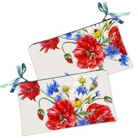 Косметичка женская Маки и васильки 20х12 см (K_22U001)